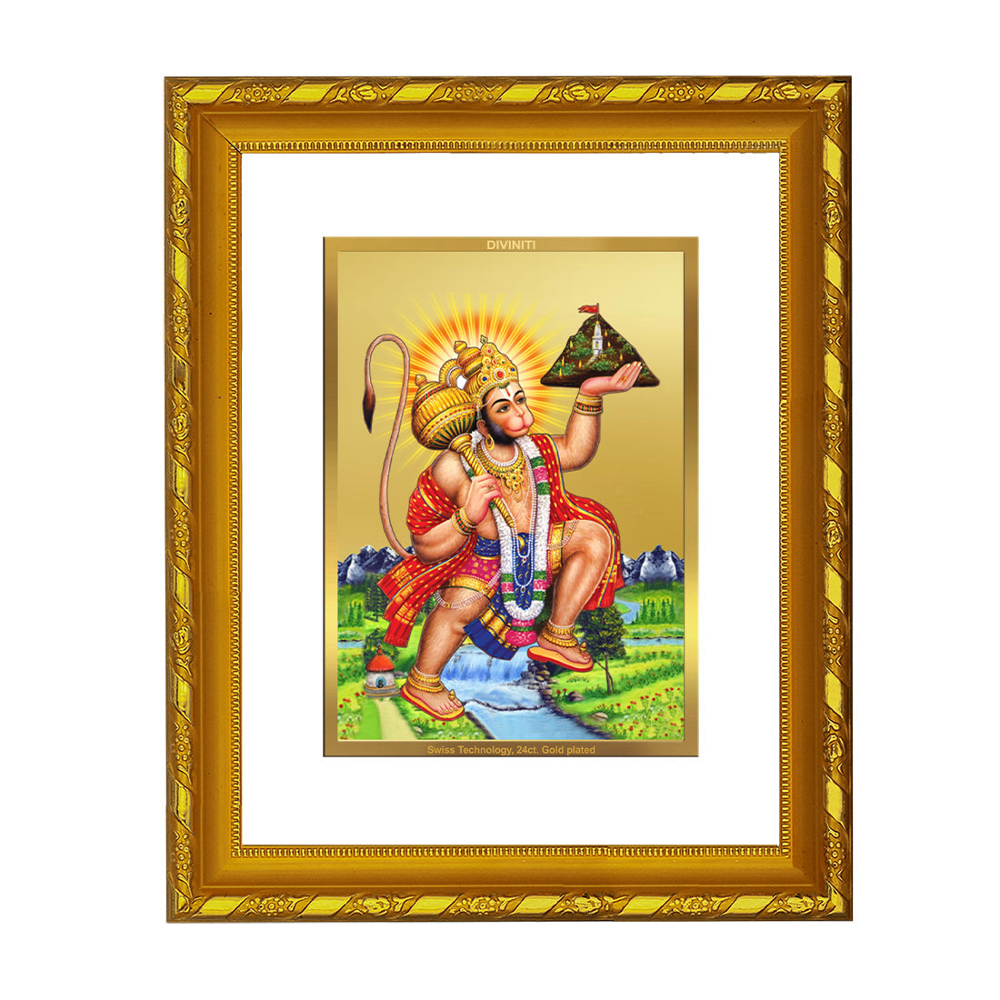 24K Gold Plated Hanuman Photo Frame for Festivals