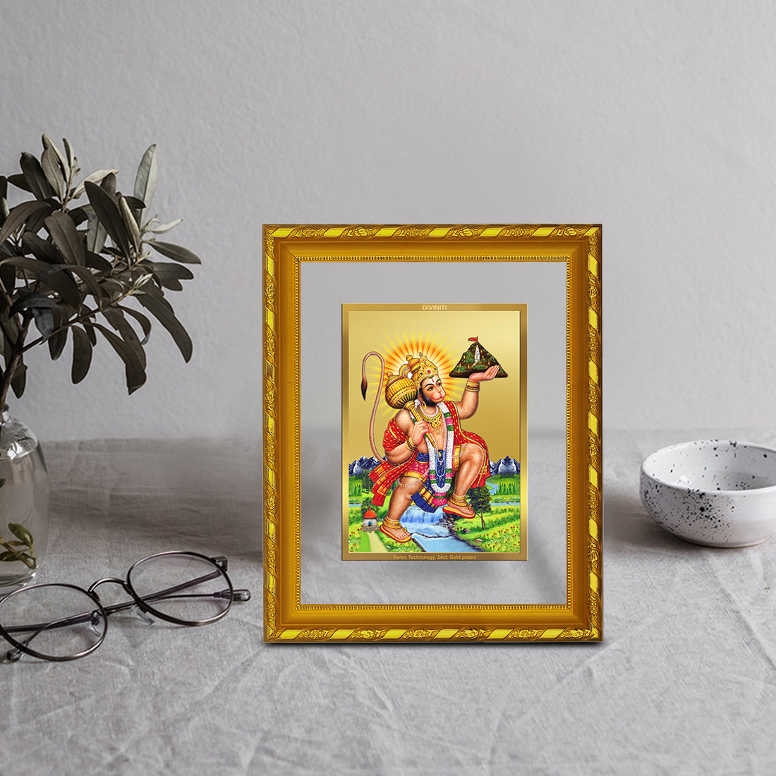 24K Gold Plated Hanuman Photo Frame for Festivals