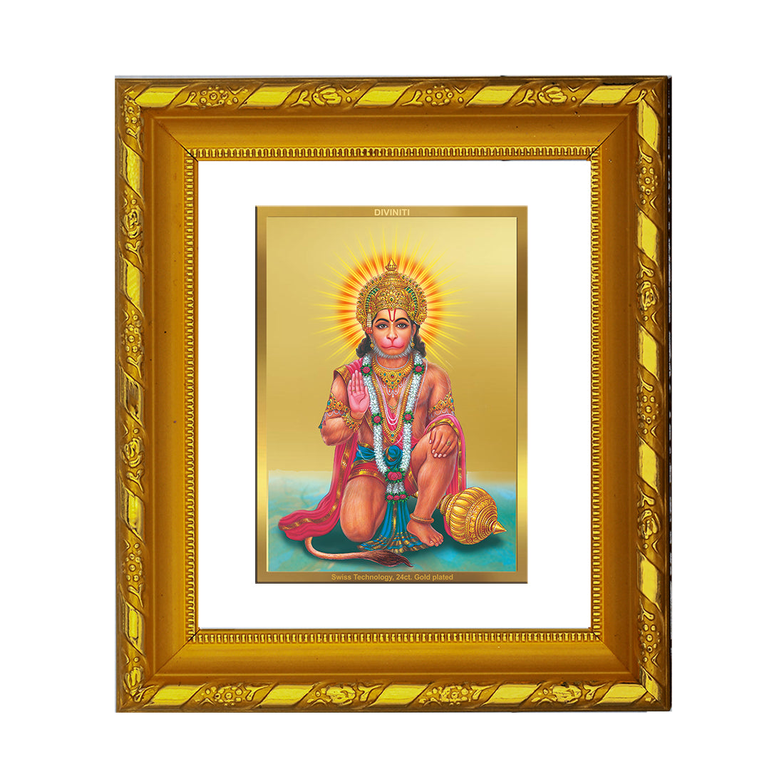 24K Gold Plated Hanuman Photo Frame for Home Decor