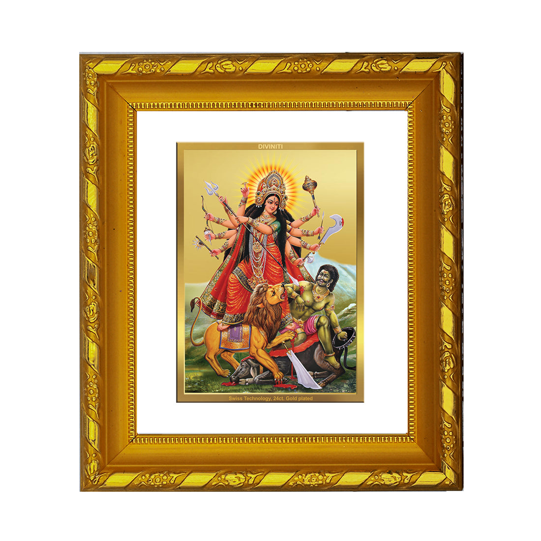 24K Gold Plated Maa Durga Photo Frame