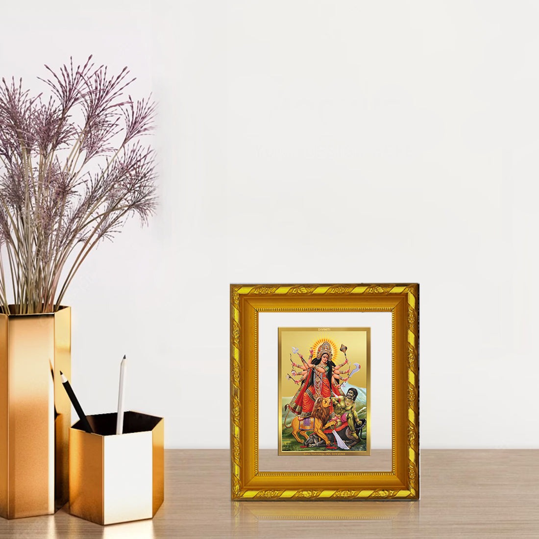 24K Gold Plated Maa Durga Photo Frame