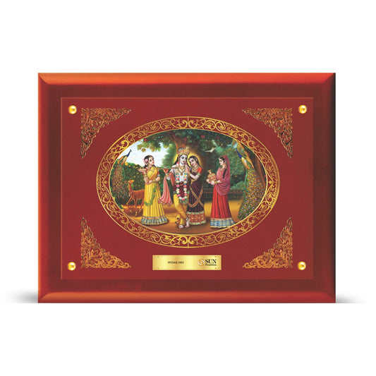 24K Gold Plated Radha Krishna Photo Frame for Gifting