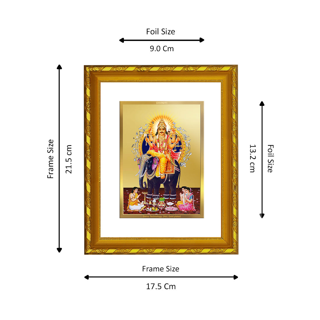 DIVINITI 24K Gold Plated Vishwakarma Photo Frame For Home Decor Showpiece, Puja Room (21.5 X 17.5 CM)