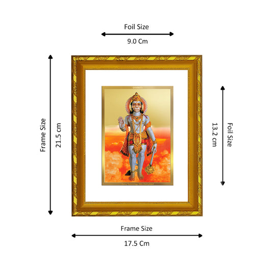 DIVINITI 24K Gold Plated Lord Hanuman Photo Frame For Home Decor, Worship, Festive Gift (21.5 X 17.5 CM)