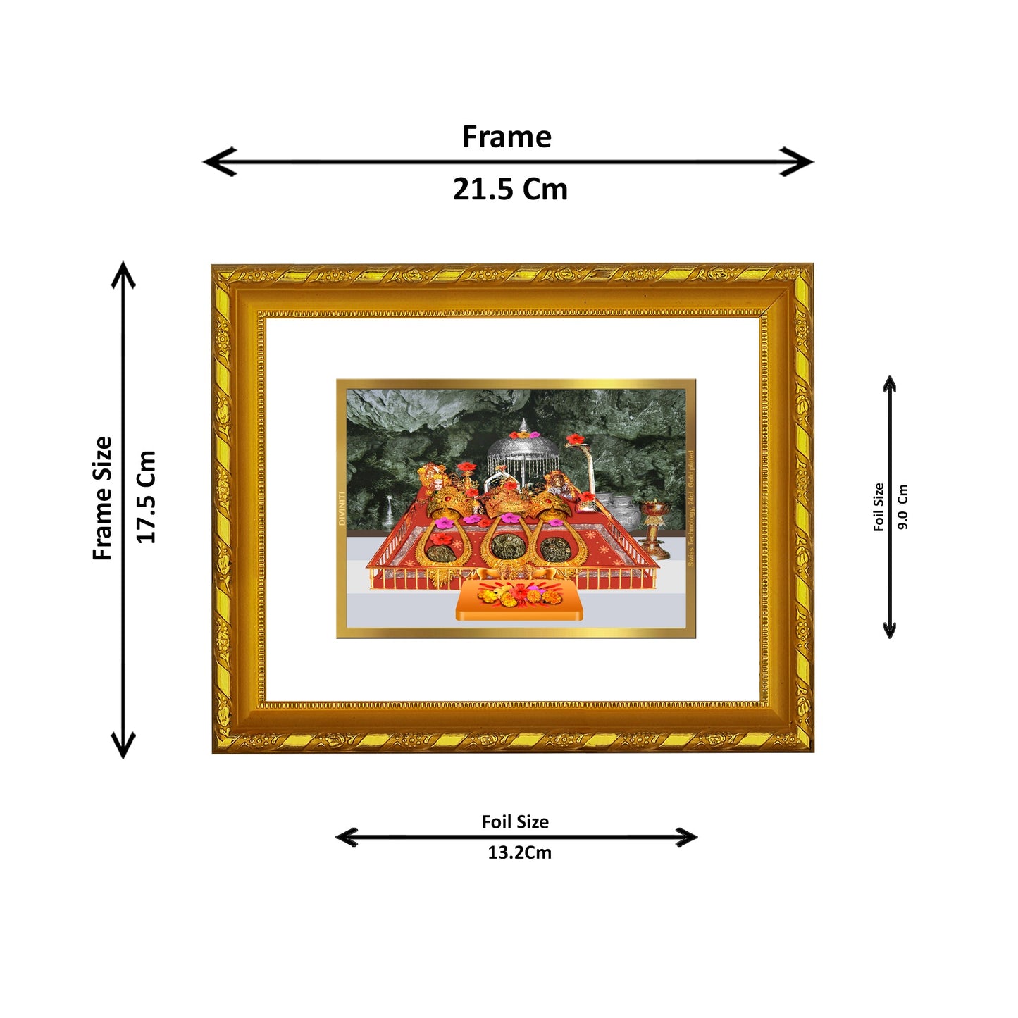 DIVINITI 24K Gold Plated Mata Ka Darbar Photo Frame For Home Wall Decor, Puja, Gift (21.5 X 17.5 CM)