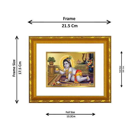 DIVINITI 24K Gold Plated Laddu Gopal Photo Frame For Home Decor, Festival Puja, Gift (21.5 X 17.5 CM)