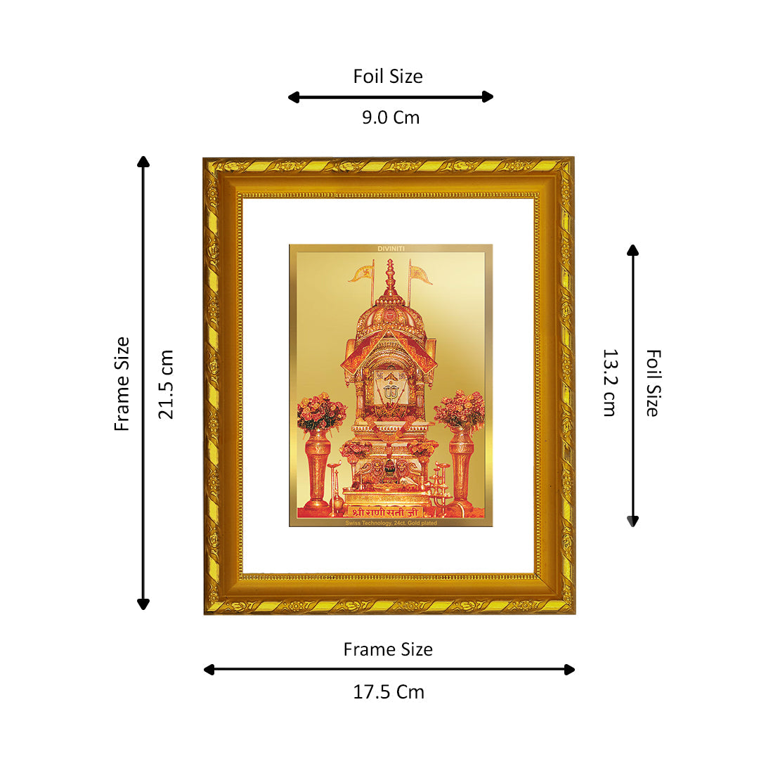 DIVINITI 24K Gold Plated Rani Sati Photo Frame For Home Wall Decor, TableTop (21.5 X 17.5 CM)