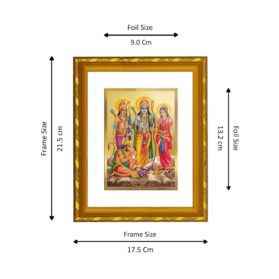 DIVINITI 24K Gold Plated Ram Darbar Photo Frame For Home Wall Decor, Festival, Puja (21.5 X 17.5 CM)