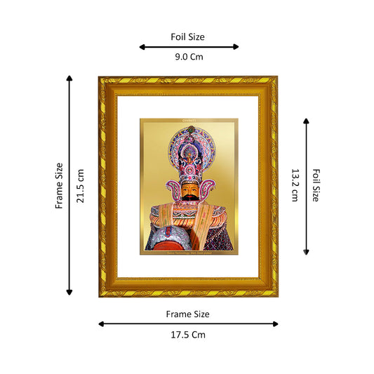 DIVINITI 24K Gold Plated Khatu Shyam Photo Frame For Home Wall Decor, Puja Room, Gift (21.5 X 17.5 CM)