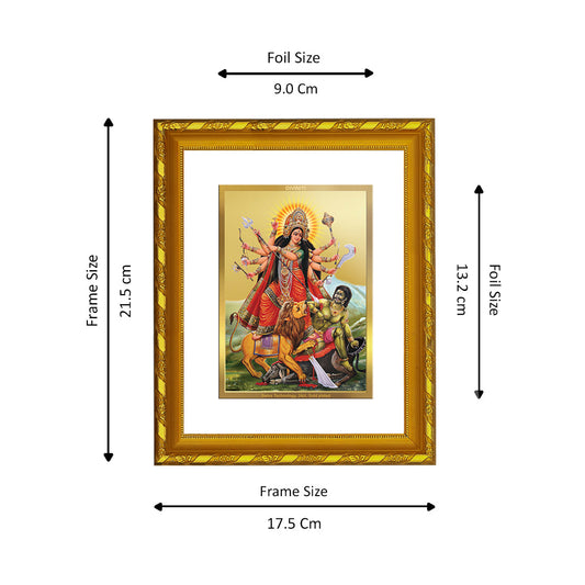 DIVINITI 24K Gold Plated Goddess Durga Photo Frame For Home  Decor, Festival, Puja (21.5 X 17.5 CM)