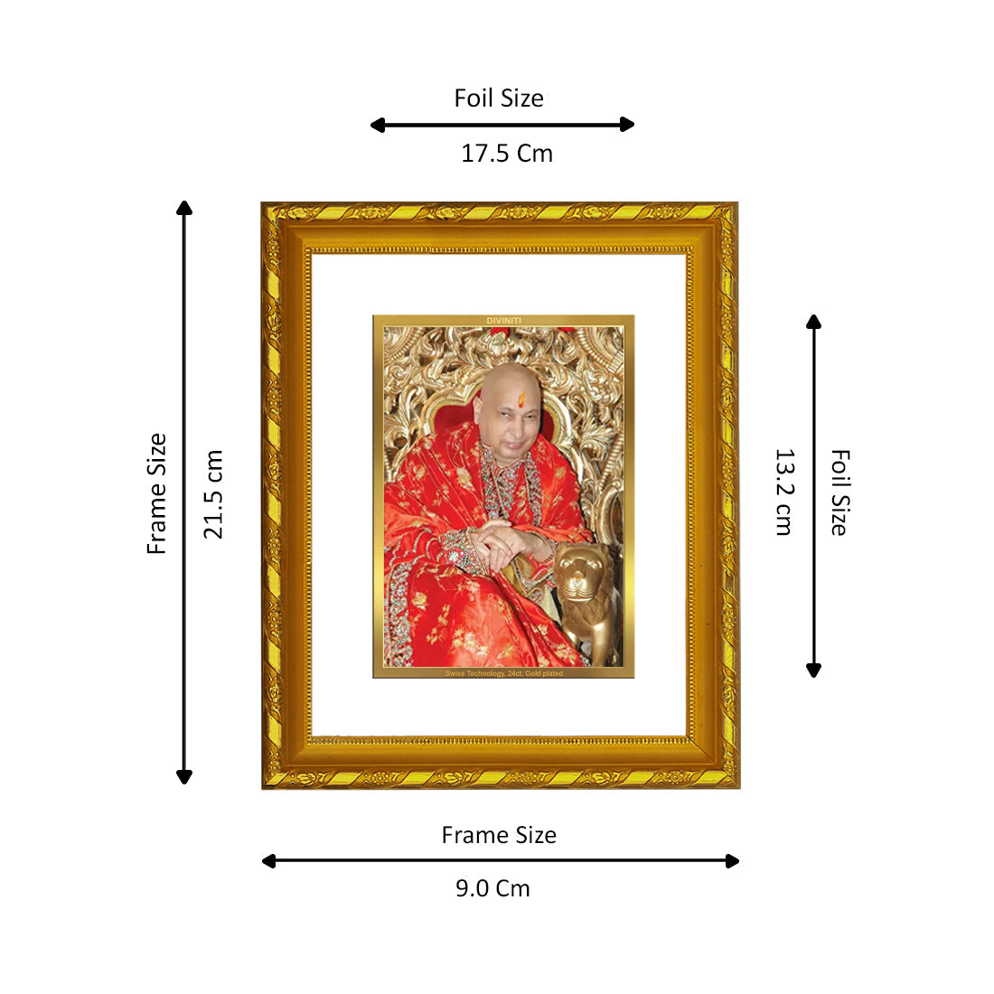 Diviniti Guruji Gold Plated Wall Photo Frame, Table Decor| DG Frame 103 Size 2 and 24K Gold Plated Foil| Religious Photo Frame Idol For Prayer, Gifts Items (21.5 CM X 17.5 CM) GJ8