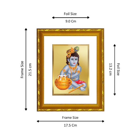 DIVINITI 24K Gold Plated Bal Gopal Wall Photo Frame For Home Decor, Tabletop, Puja (21.5 X 17.5 CM)