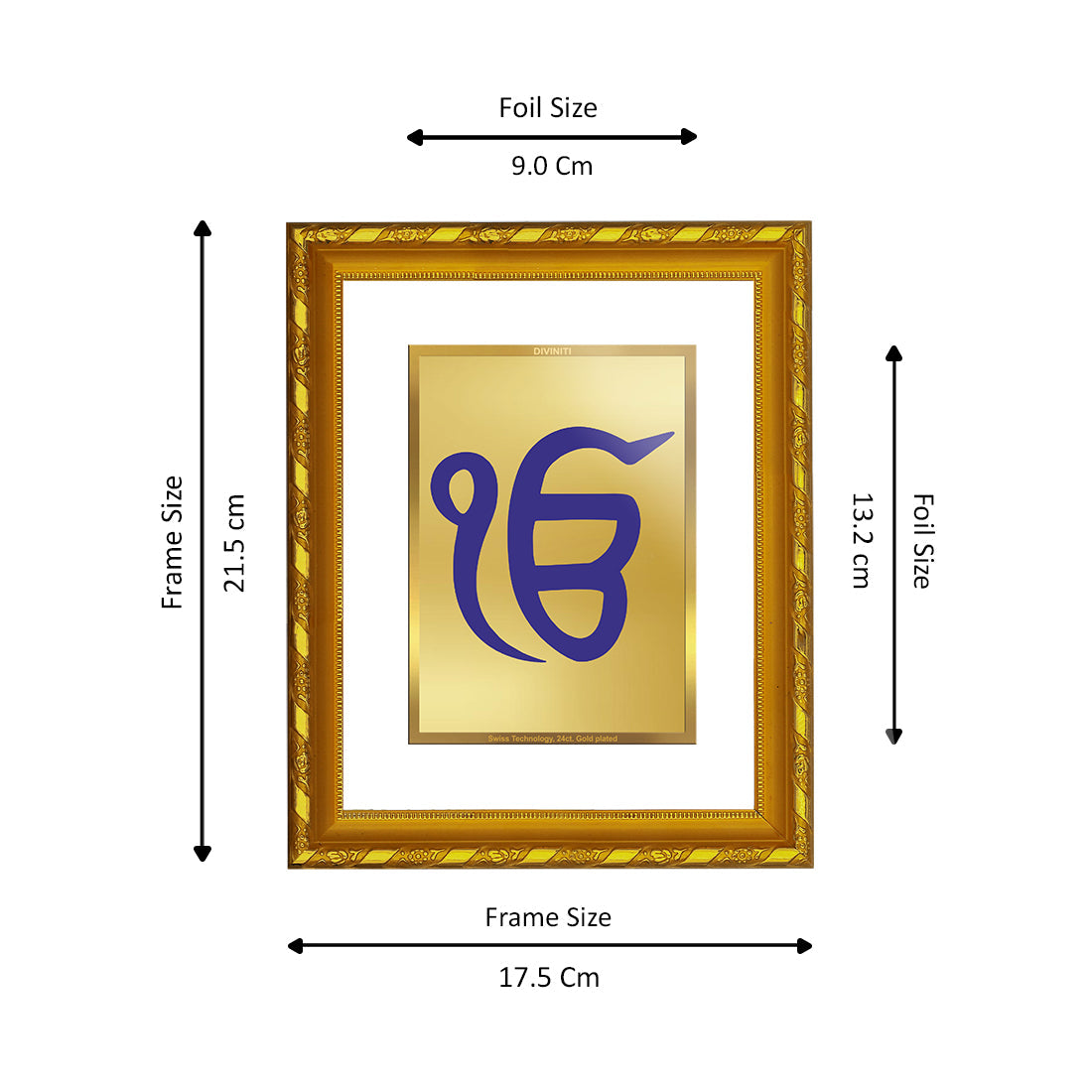 DIVINITI 24K Gold Plated Ik Onkar Wall Photo Frame For Home Decor, Tabletop, Gift (21.5 X 17.5 CM)