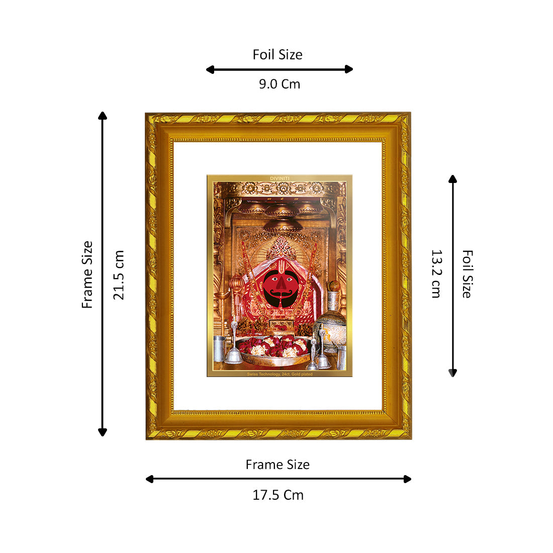 DIVINITI 24K Gold Plated Salasar Balaji Photo Frame For Living Room, Puja Room, Gift (21.5 X 17.5 CM)