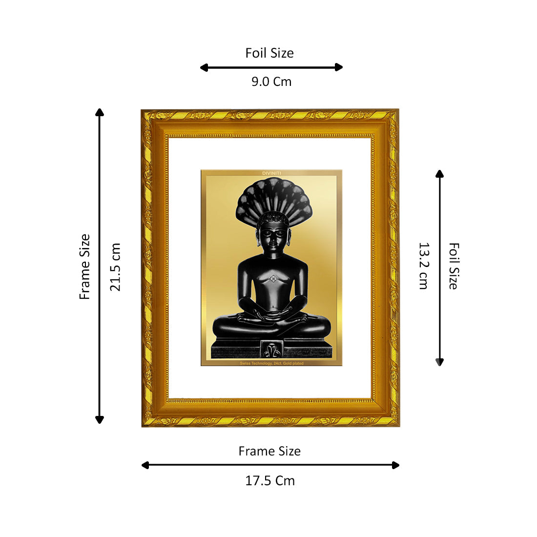 DIVINITI 24K Gold Plated Parshvanatha Photo Frame For Home Decor, Prayer, Gift (21.5 X 17.5 CM)