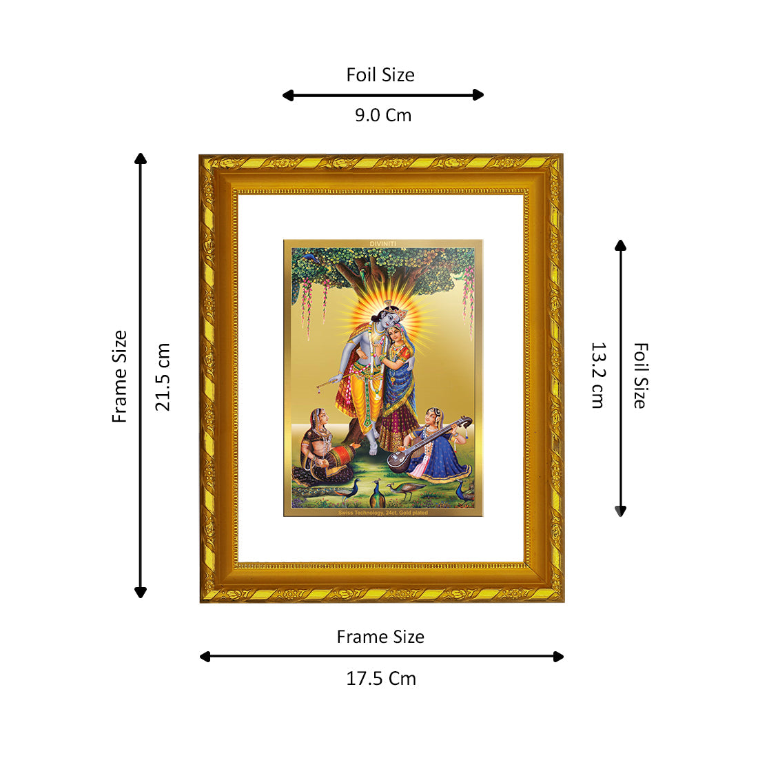 DIVINITI 24K Gold Plated Radha Krishna Photo Frame For Home Decor, Tabletop, Worship (21.5 X 17.5 CM)