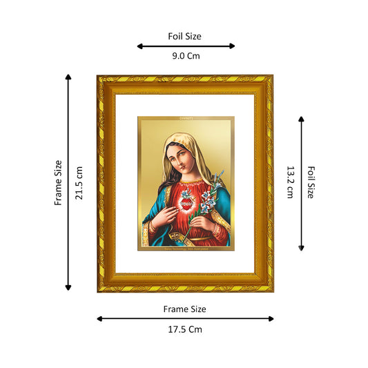 DIVINITI 24K Gold Plated Mother Mary Photo Frame For Home Wall Decor, Prayer, Gift (21.5 X 17.5 CM)