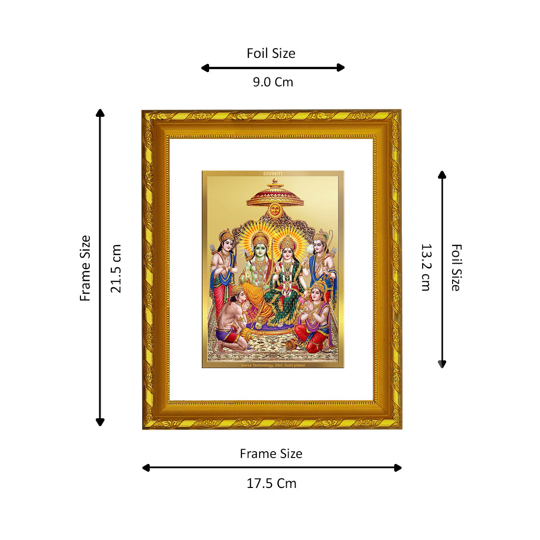 DIVINITI 24K Gold Plated Ram Darbar Wall Photo Frame For Home Decor, Puja, Diwali Gift(21.5 X 17.5 CM)