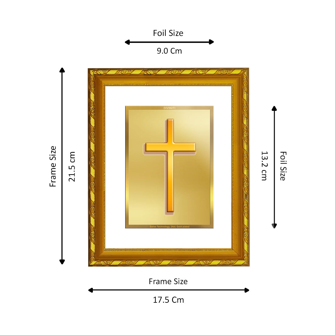 DIVINITI 24K Gold Plated Holy Cross Photo Frame For Home Wall Decor, Exclusive Gift (21.5 X 17.5 CM)