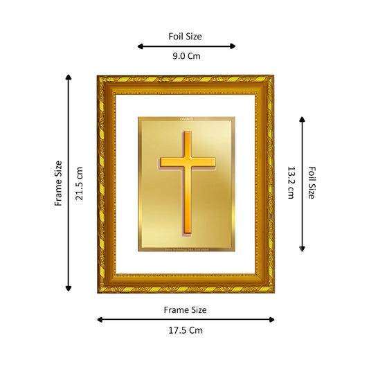 DIVINITI 24K Gold Plated Holy Cross Photo Frame For Home Wall Decor, Exclusive Gift (21.5 X 17.5 CM)