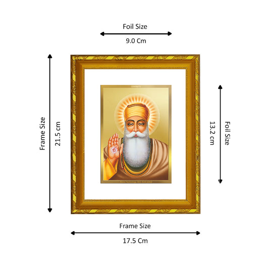 DIVINITI 24K Gold Plated Guru Nanak Photo Frame For Home Wall Decor, Tabletop, Gift (21.5 X 17.5 CM)