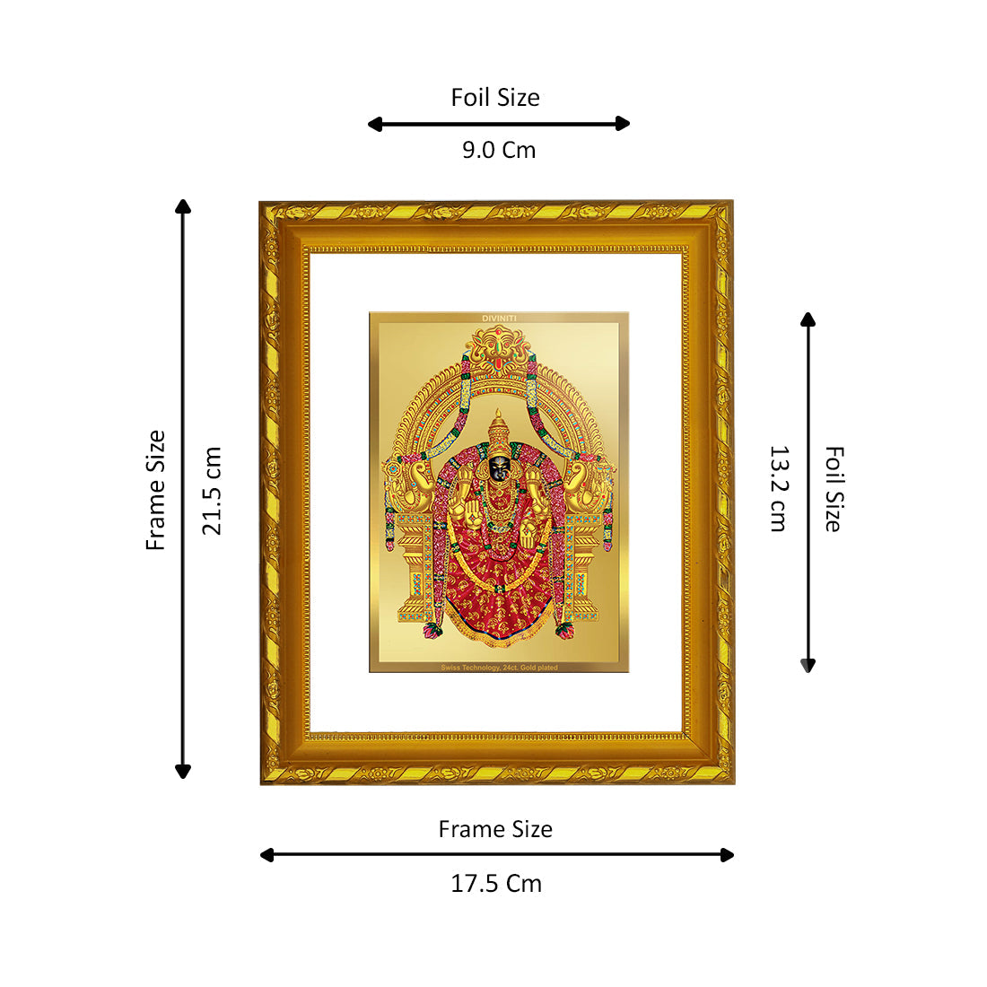 DIVINITI 24K Gold Plated Padmavathi Photo Frame For Home Wall Decor, Tabletop, Worship (21.5 X 17.5 CM)