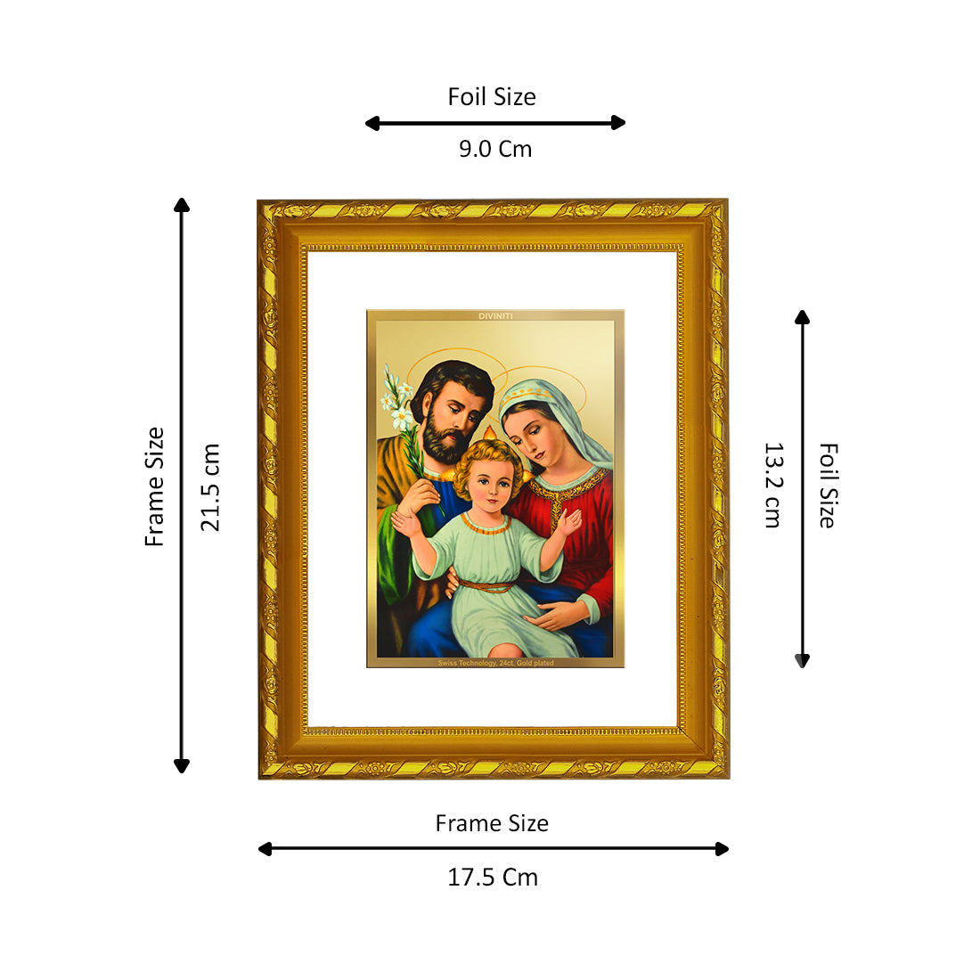 DIVINITI 24K Gold Plated Holy Family Wall Photo Frame For Home Decor, Tabletop, Gift (21.5 X 17.5 CM)