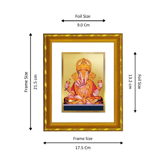 DIVINITI 24K Gold Plated Dagdu Ganesh Photo Frame For Home Wall Decor, Tabletop (21.5 X 17.5 CM)