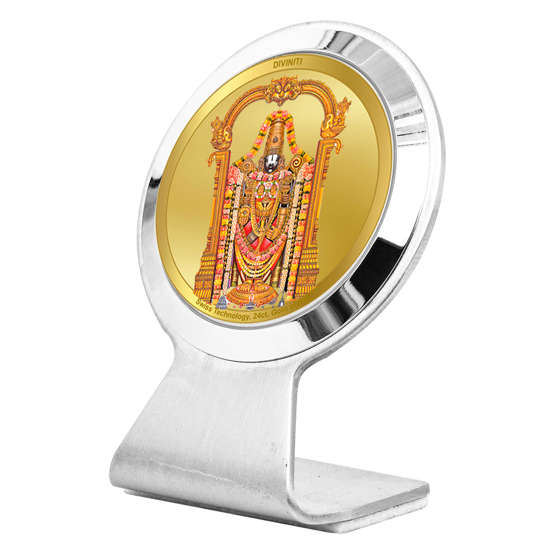 Diviniti 24K Gold Plated Tirupati Balaji Frame For Car Dashboard, Home Decor & Puja Room (6.2 x 4.5 CM)