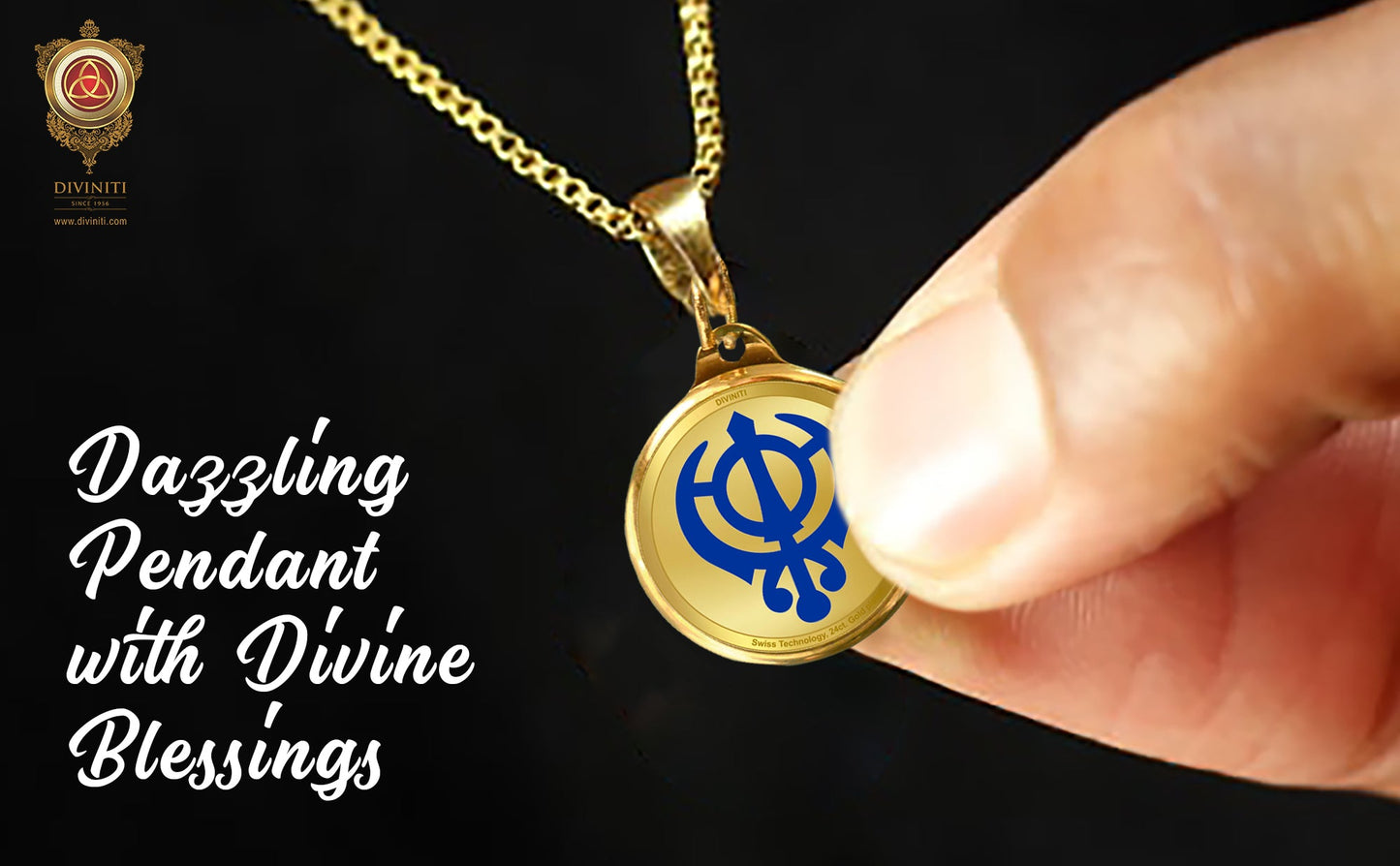 Diviniti 24K Double sided Gold Plated Pendant KHANDA SAHIB & EK ONKAR|28 MM Flip Coin (1 PCS)