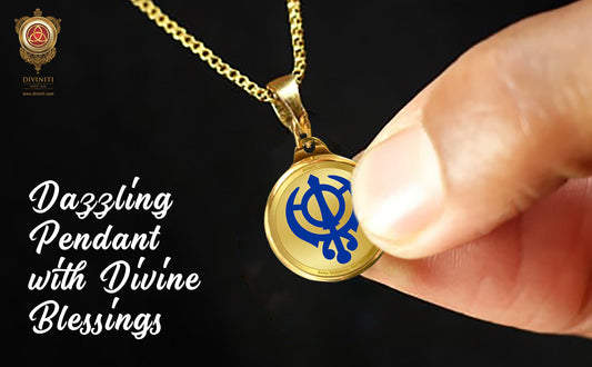 Diviniti 24K Double sided Gold Plated Pendant KHANDA SAHIB & EK ONKAR|28 MM Flip Coin (1 PCS)