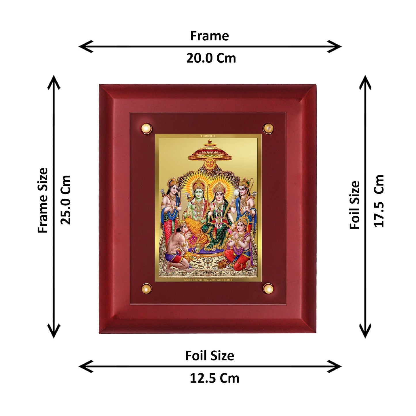 Diviniti 24K Gold Plated Ram Darbar Photo Frame For Home Decor, Table Decor, Wall Hanging Decor, Worship & Luxury Gift (20 CM X 25 CM)