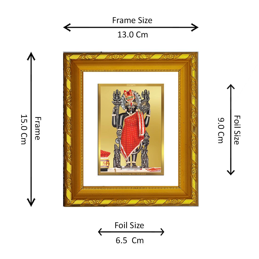 DIVINITI 24K Gold Plated Dwarkadhish Photo Frame For Home Decor, Puja, Luxury Gift, Puja (15.0 X 13.0 CM)