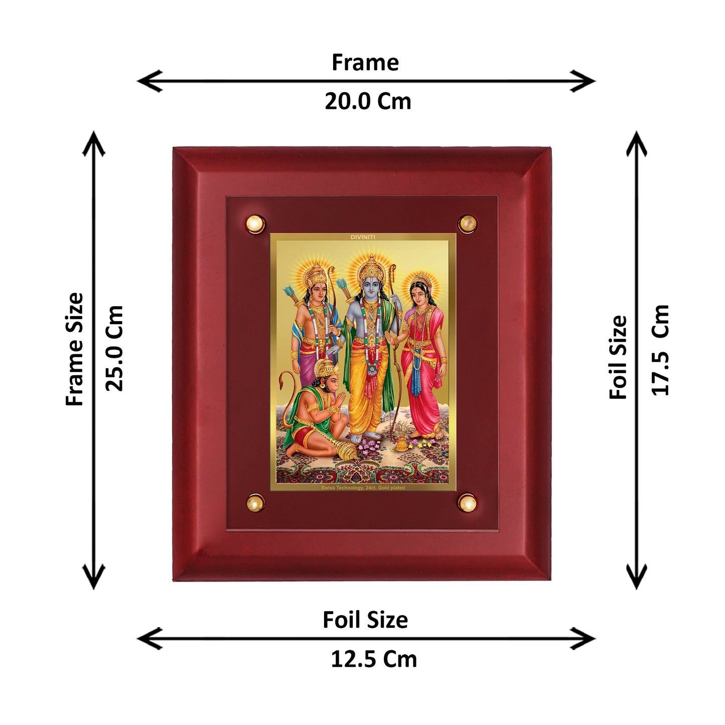 Diviniti 24K Gold Plated Ram Darbar Photo Frame For Home Decor, Wall Hanging Decor, Table Decor, Worship & Luxury Gift (20 CM X 25 CM)