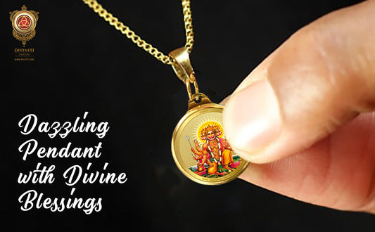 Diviniti 24K Double sided Gold Plated Pendant Panchmukhi  Hanuman & Yantra|28 MM Flip Coin (1 PCS)