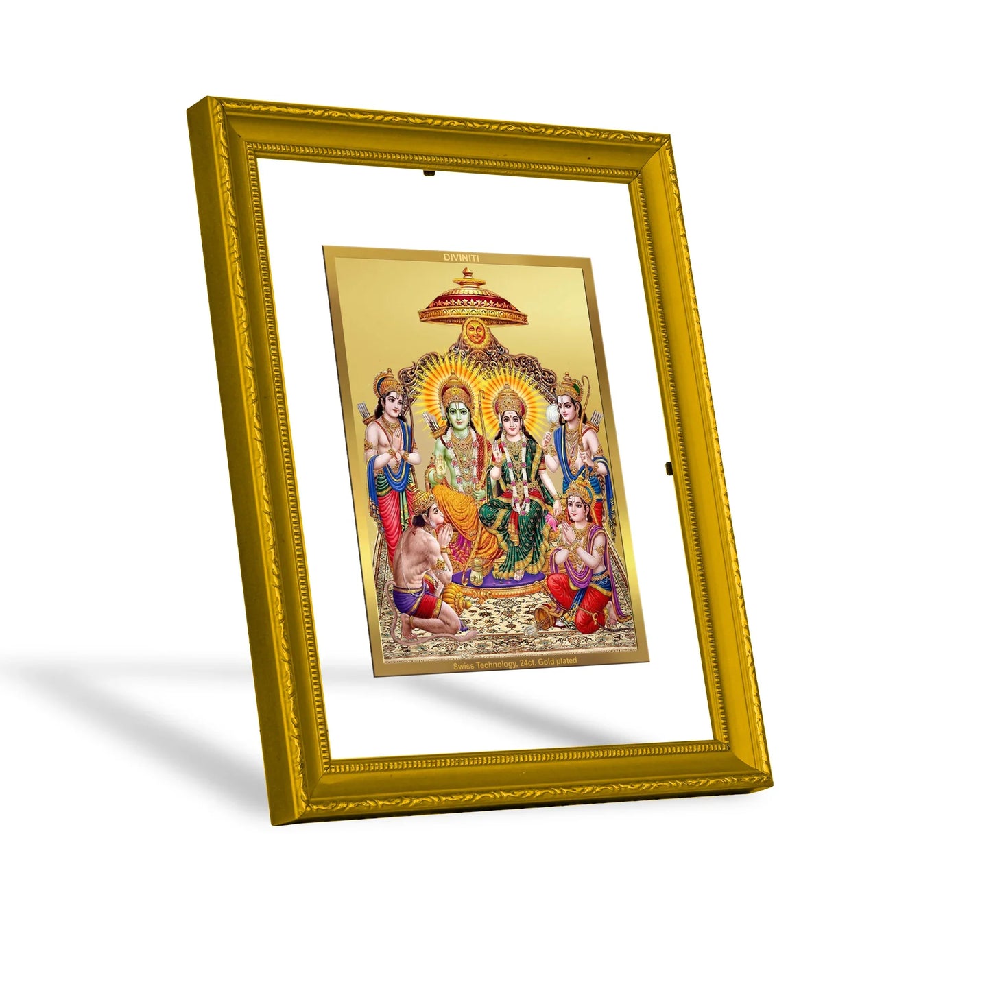 Diviniti 24K Gold Plated Ram Darbar Photo Frame For Home Decor, Wall Hanging, Table Top, Puja Room (20.8 x 16.7 CM)