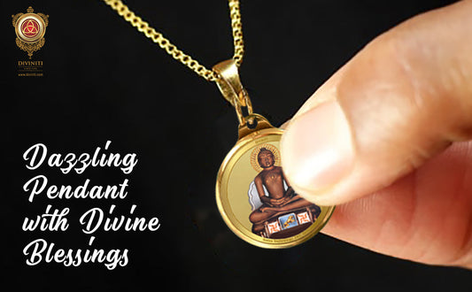 Diviniti 24K Double sided Gold Plated Pendant Mahavir & Namokar Mantra|22 MM Flip Coin (1 PCS)