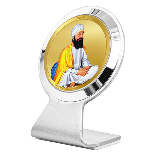 Diviniti 24K Gold Plated Guru Tegh Bahadur Ji Frame For Car Dashboard, Home Decor, Table Top, Gift (6.2 x 4.5 CM)