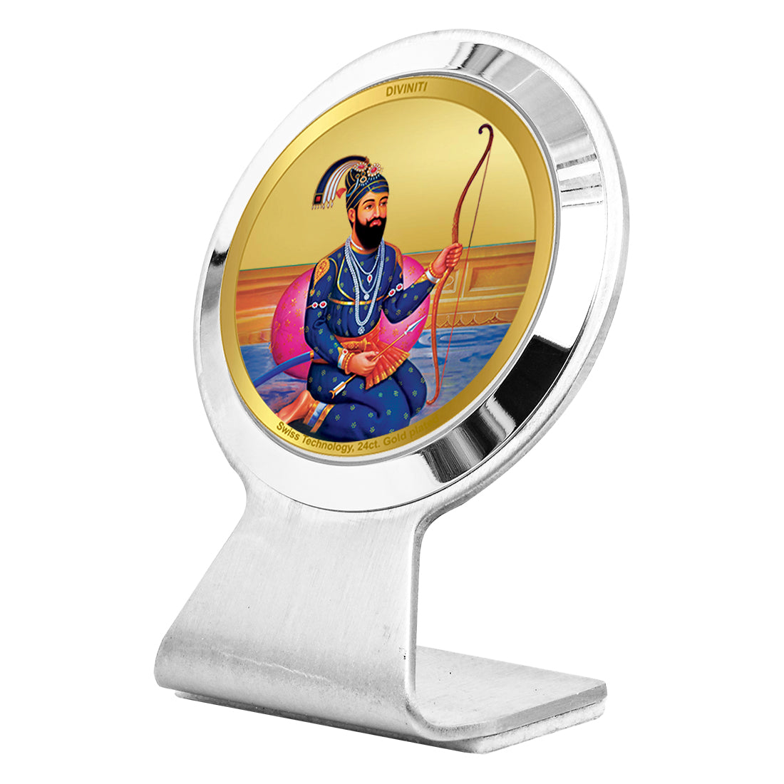 Diviniti 24K Gold Plated Guru Gobind Singh Frame For Car Dashboard, Home Decor Showpiece, Gift (6.2 x 4.5 CM)