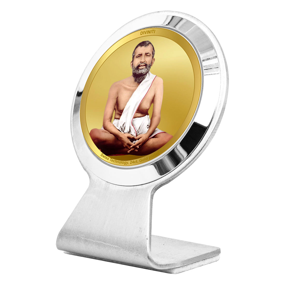 Diviniti 24K Gold Plated Ramakrishna Paramahansa Frame For Car Dashboard & Home Decor (6.2 x 4.5 CM)