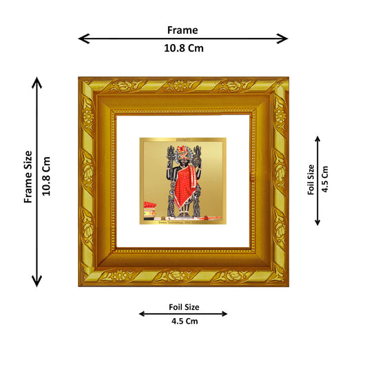 DIVINITI 24K Gold Plated Dwarkadhish Religious Photo Frame For Home Decor, Puja (10.8 X 10.8 CM)