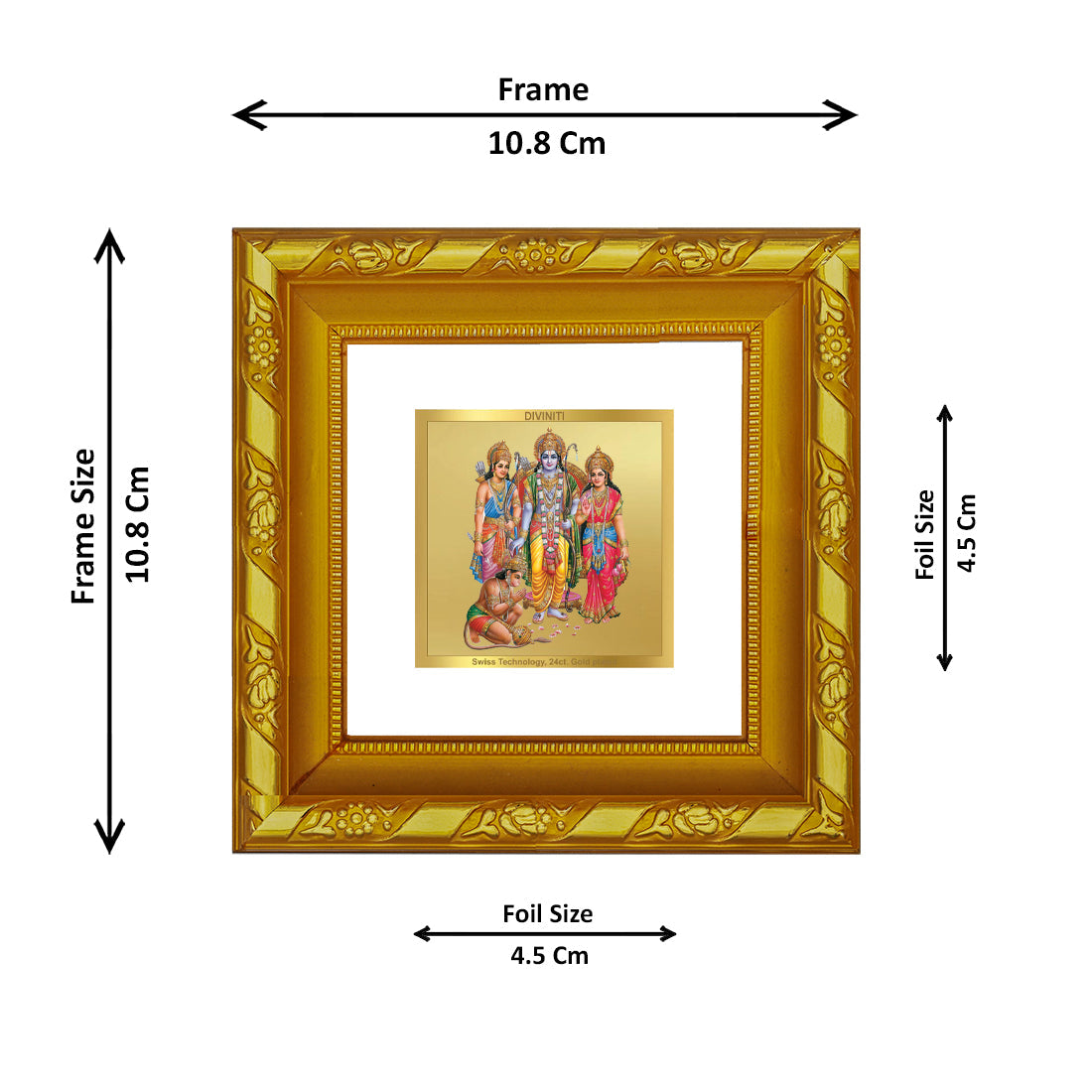 DIVINITI 24K Gold Plated Ram Darbar Religious Photo Frame For Home Decor, Puja, Festival (10.8 X 10.8 CM)