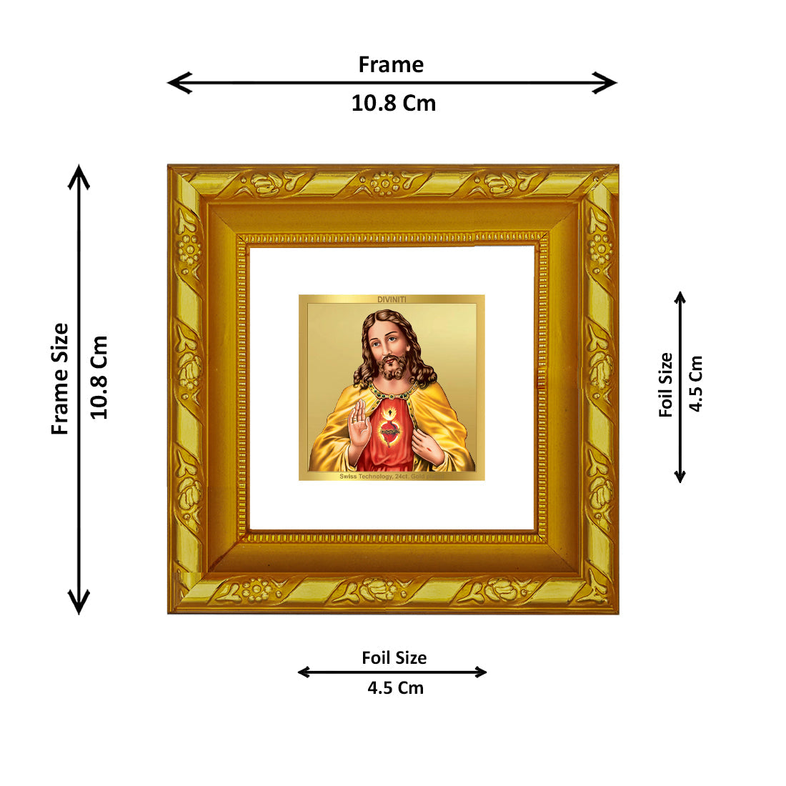 DIVINITI 24K Gold Plated Jesus Christ Photo Frame For Home Decor, Tabletop, Gift (10.8 X 10.8 CM)