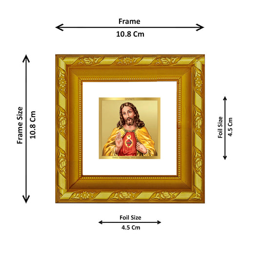 DIVINITI 24K Gold Plated Jesus Christ Photo Frame For Home Decor, Tabletop, Gift (10.8 X 10.8 CM)