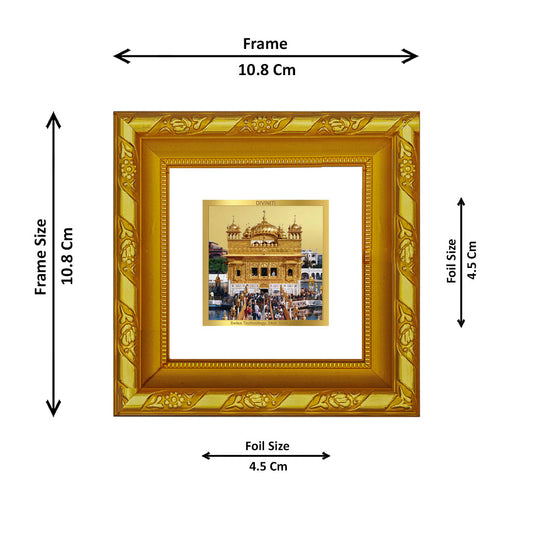 DIVINITI 24K Gold Plated Golden Temple Photo Frame For Home Decor Showpiece, Festive Gift (10.8 X 10.8 CM)