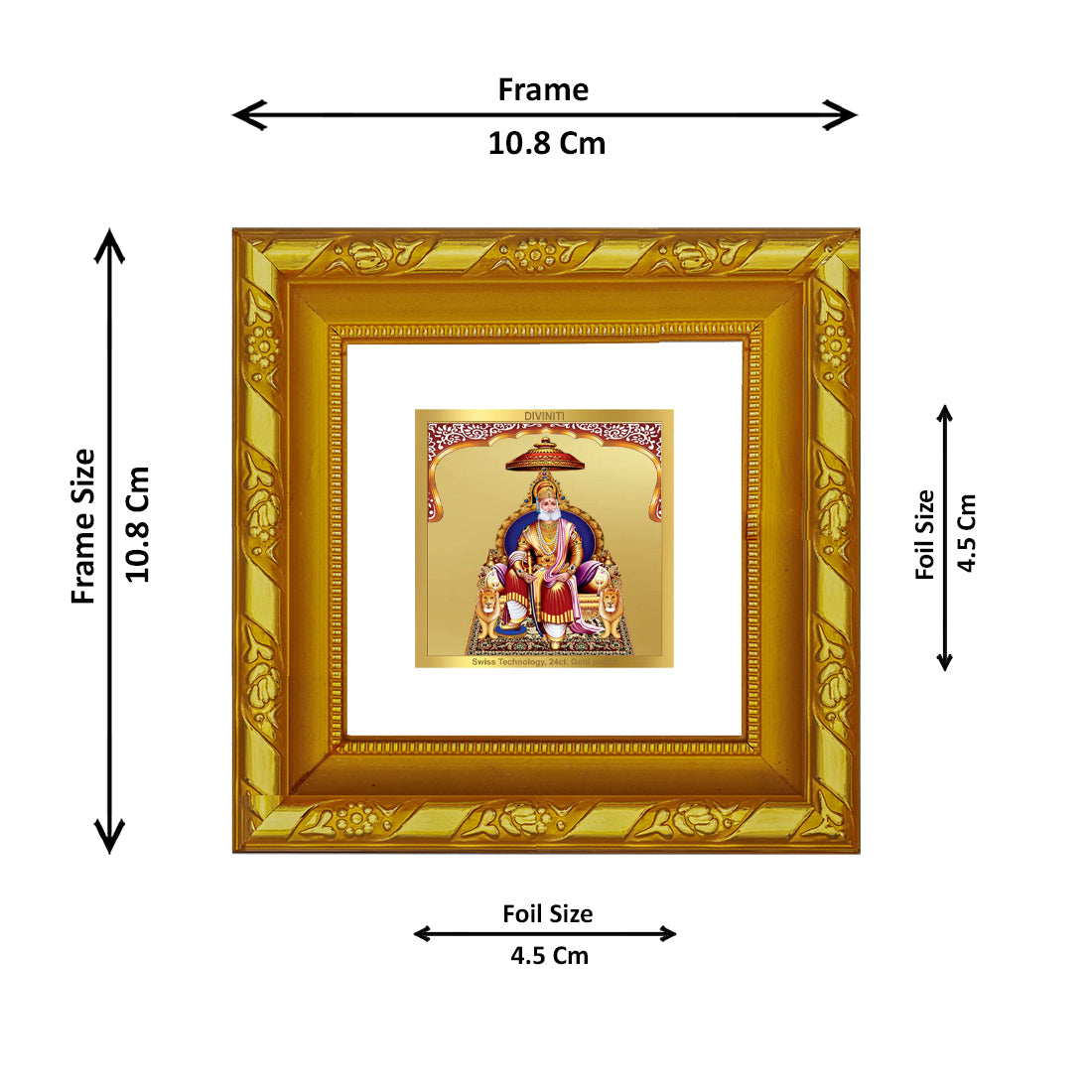 DIVINITI 24K Gold Plated Agrasen Maharaj Photo Frame For Living Room, TableTop, Gift (10.8 X 10.8 CM)