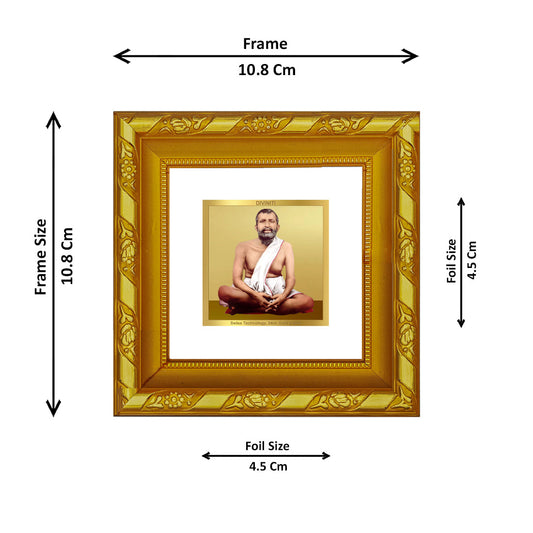 DIVINITI 24K Gold Plated RamaKrishna Photo Frame For Home Decor, Tabletop, Gifting (10.8 X 10.8 CM)