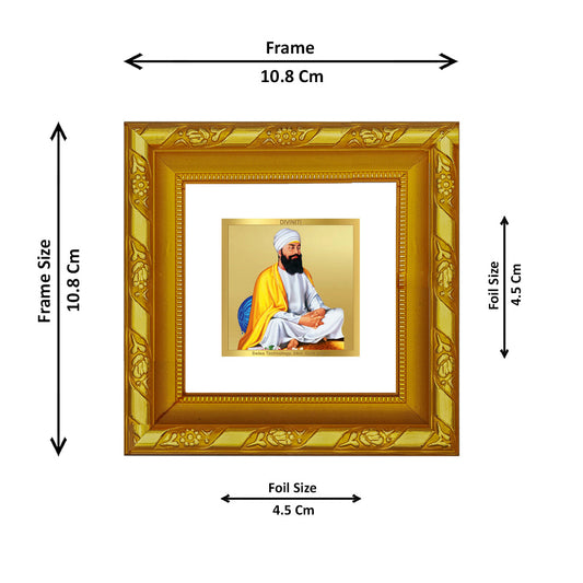 DIVINITI 24K Gold Plated Guru Tegh Bahadur Ji Religious Photo Frame For Home Decor, Puja (10.8 X 10.8 CM)