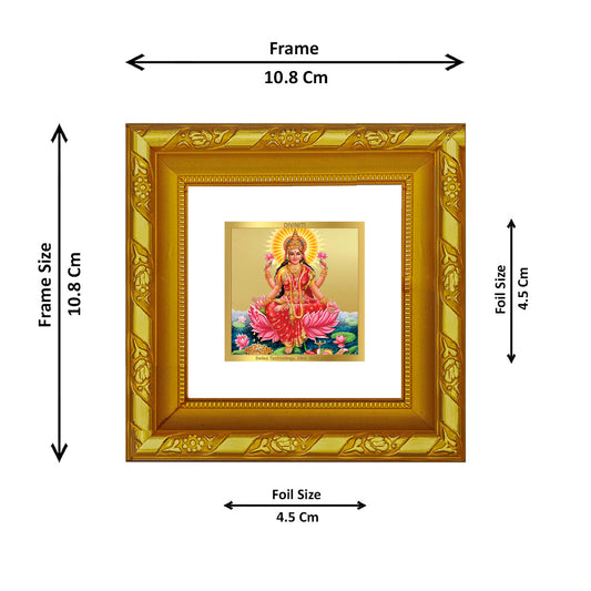 DIVINITI 24K Gold Plated Lakshmi Mata Photo Frame For Home Decor, Puja, Wealth, Fortune (10.8 X 10.8 CM)