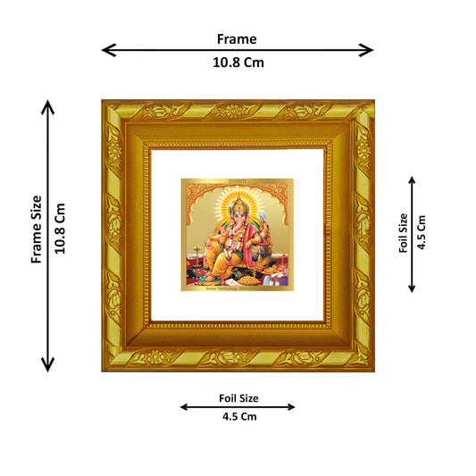 DIVINITI 24K Gold Plated Lord Ganesha Photo Frame For Home Decor, Festive Gift, Puja (10.8 X 10.8 CM)